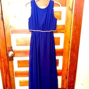 Royal Blue Formal Dress w/ beading and cutouts